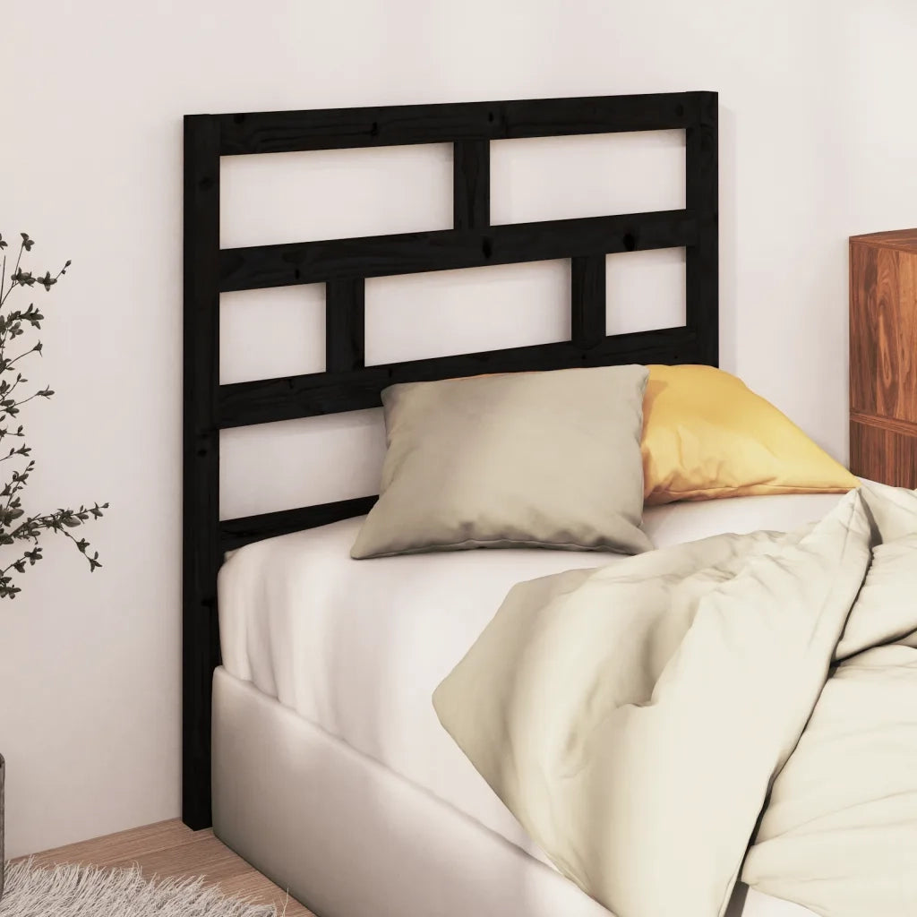 Testiera per Letto-Testata-Testiera Decorativa Nera 81x4x100 cm in Legno Massello di Pino 494571