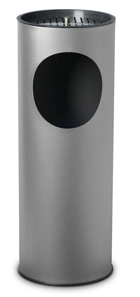 Pattumiera Gettacarte Ø24,3xh66,5 cm con Posacenere In Acciaio Verniciato Grigio