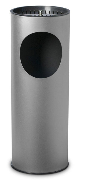 Pattumiera Gettacarte Ø24,3xh66,5 cm con Posacenere In Acciaio Verniciato Grigio