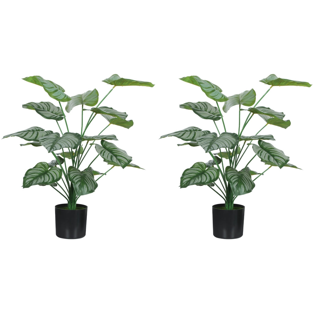 2 Piante Artificiali da Interni 65 cm ¨C zephmum ¨C Verde con Vaso in Plastica