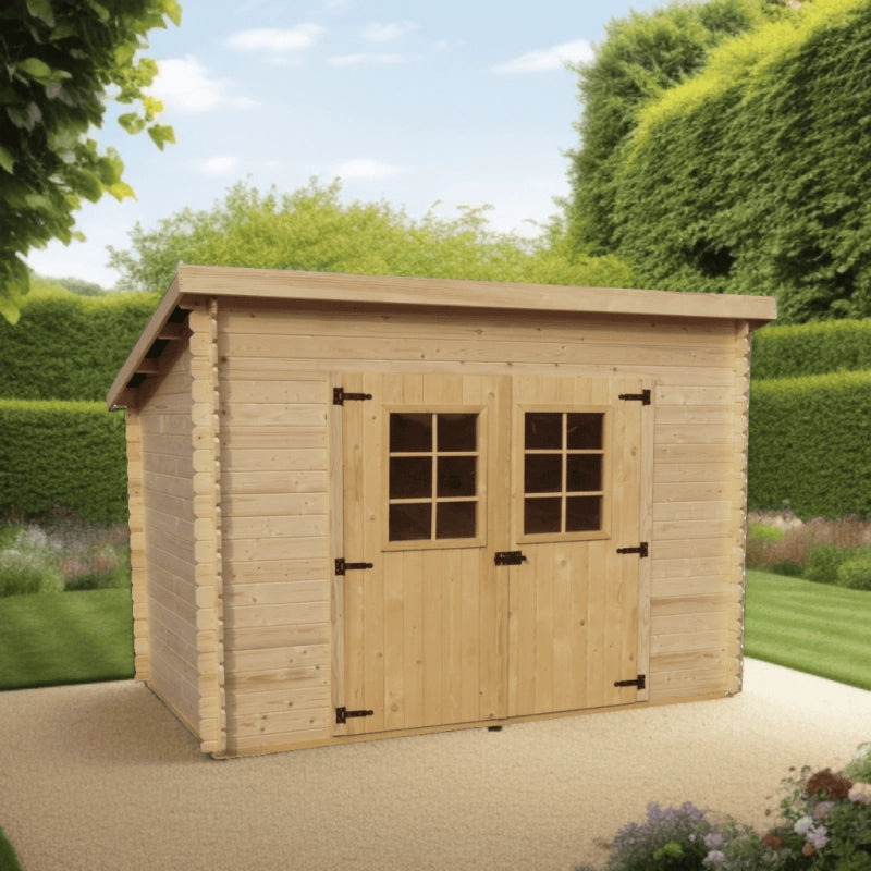 Casetta in legno da giardino con porta vetrata – 300x184 cm – tavole 20 mm, tetto bitumato rosso – CH3019.02N Foresta