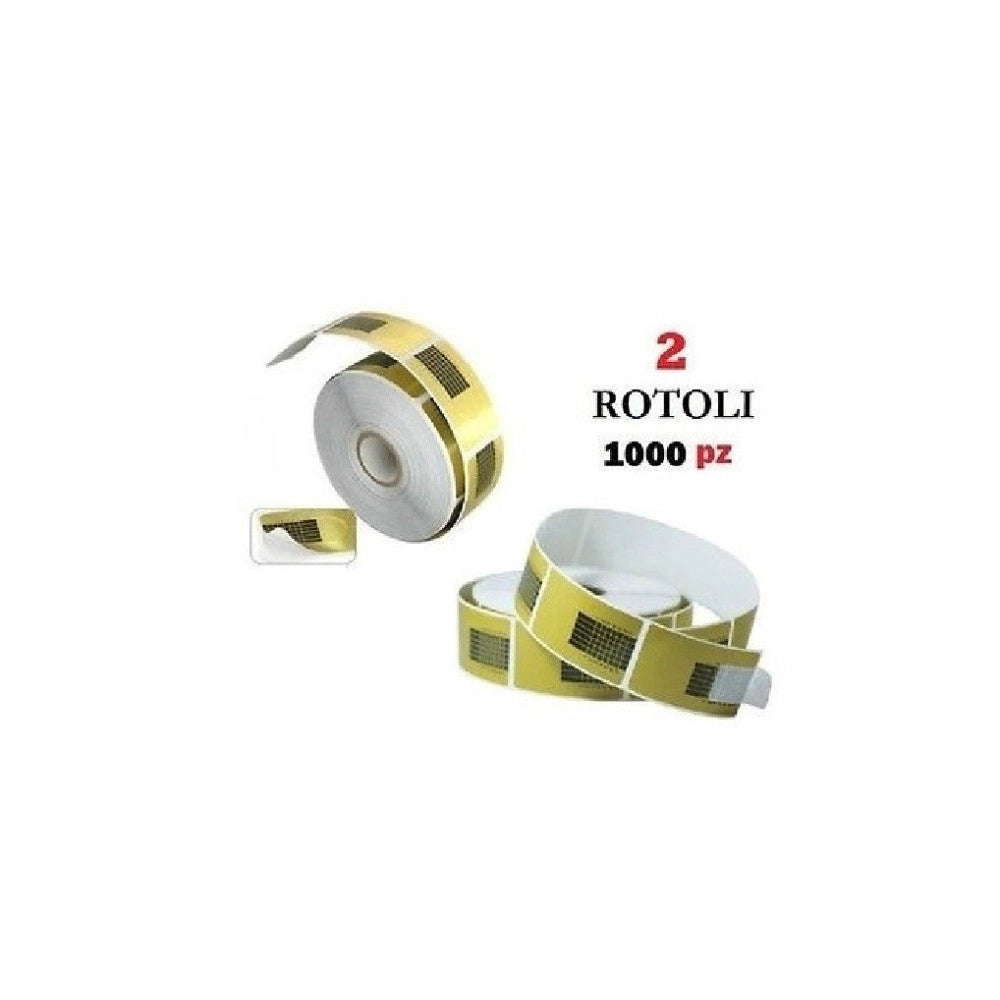 Trade Shop - 2 Rotoli 1000 Cartine Oro Nail Art Allungamento Ricostruzione Unghie Tips Sagome -