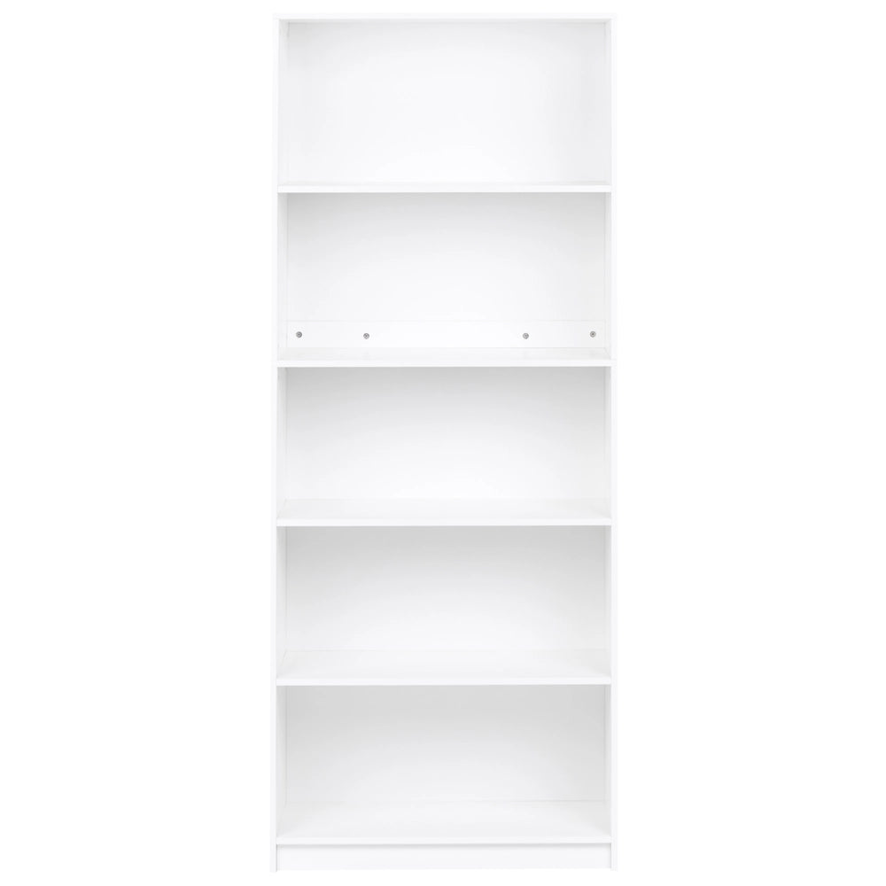Libreria a 5 ripiani in stile minimalista in truciolato bianco soggiorno salotto