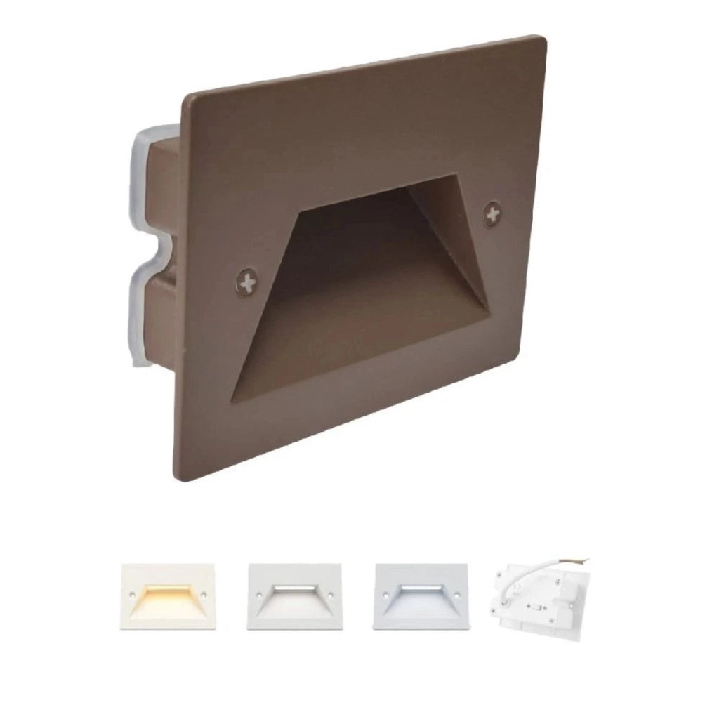Segnapasso LED Incasso 3W IP65 Alloggio 503 Marrone Color Ruggine con CCT Switch 3000K 4000K 6500K per Scale e Pareti