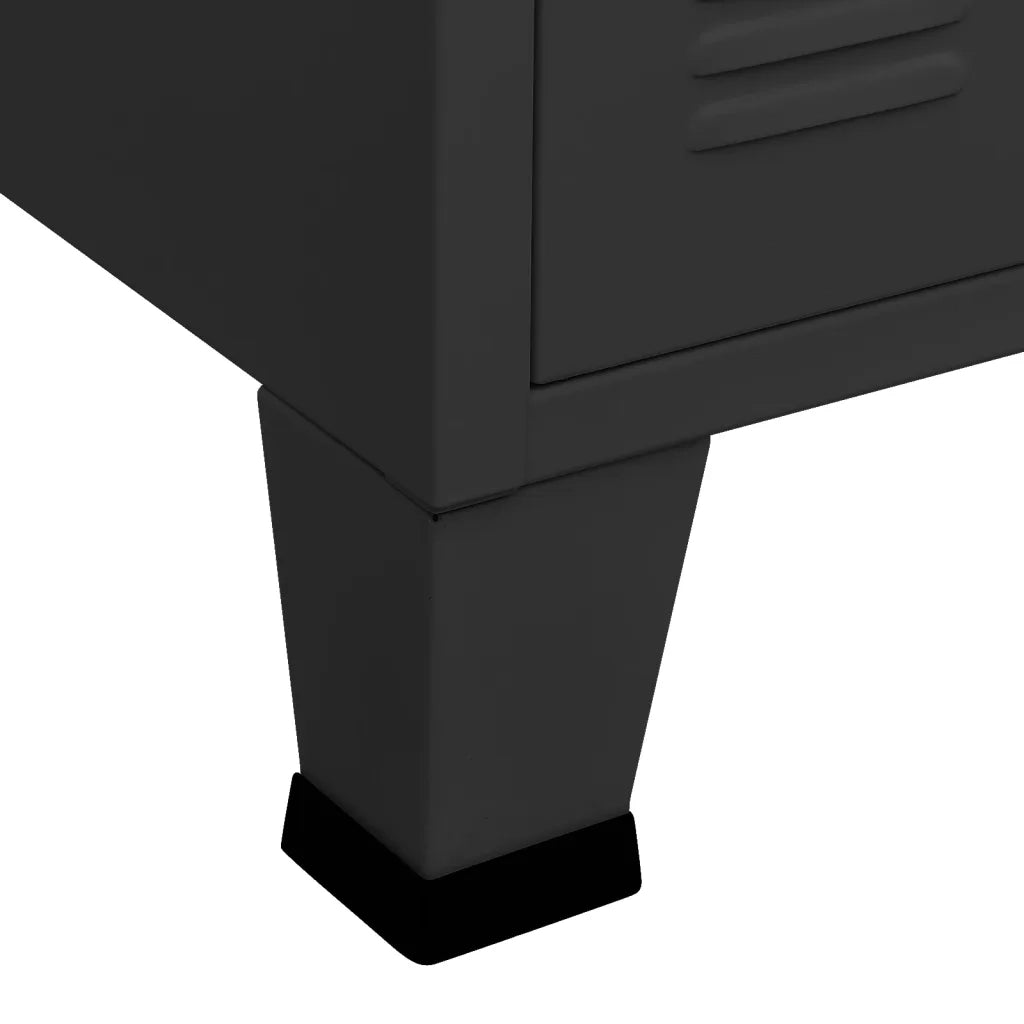 Credenza Nera Industriale 105x35x62 cm in Metallo e Vetro 339608