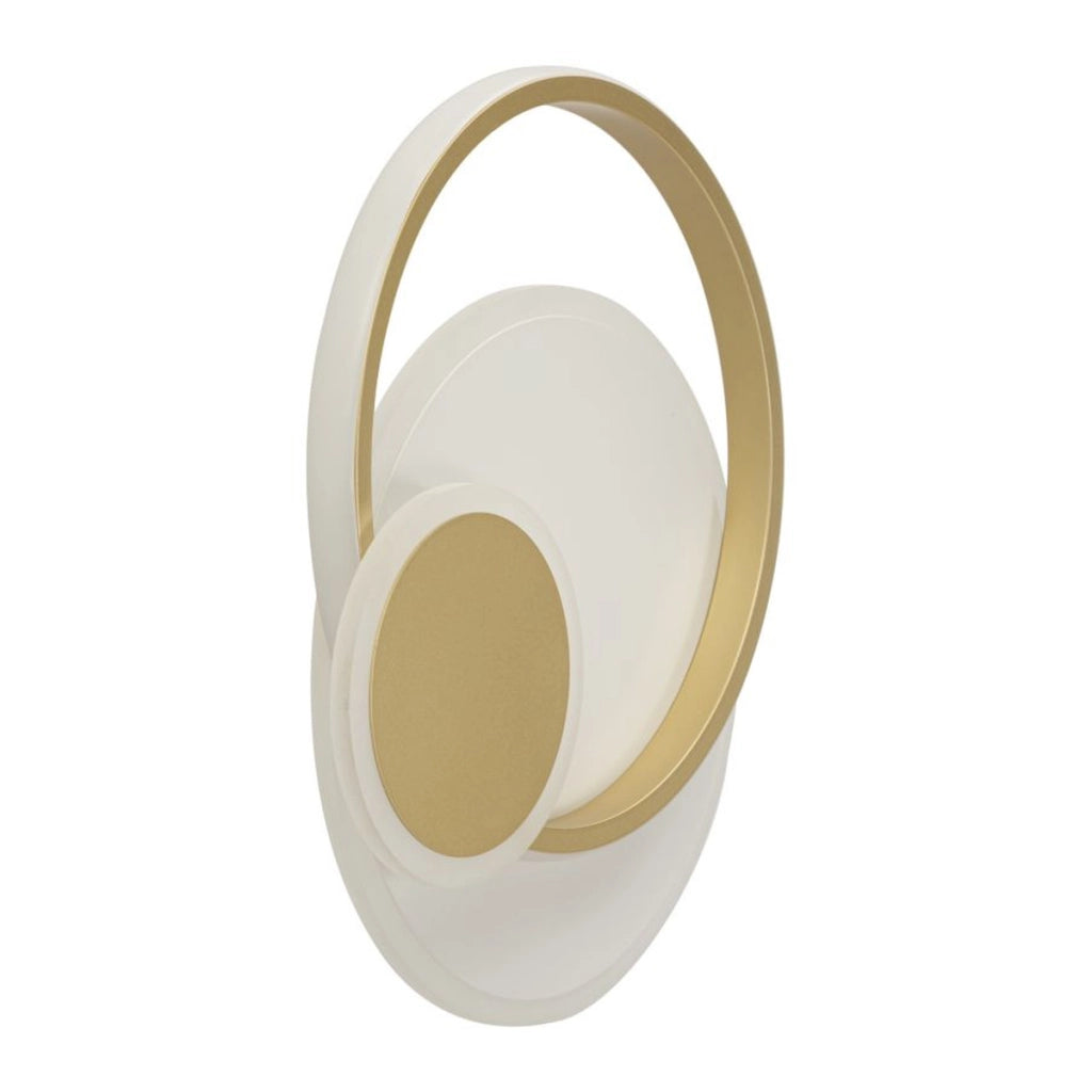 Lampada da parete Dish circolare in alluminio oro e bianco