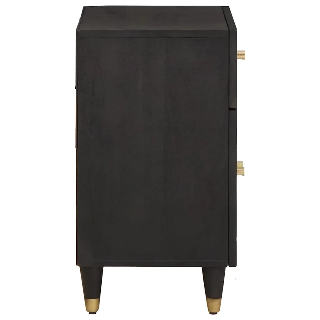 Comodino con porta Nero 50 x 33 x 60 cm Legno di mango massello