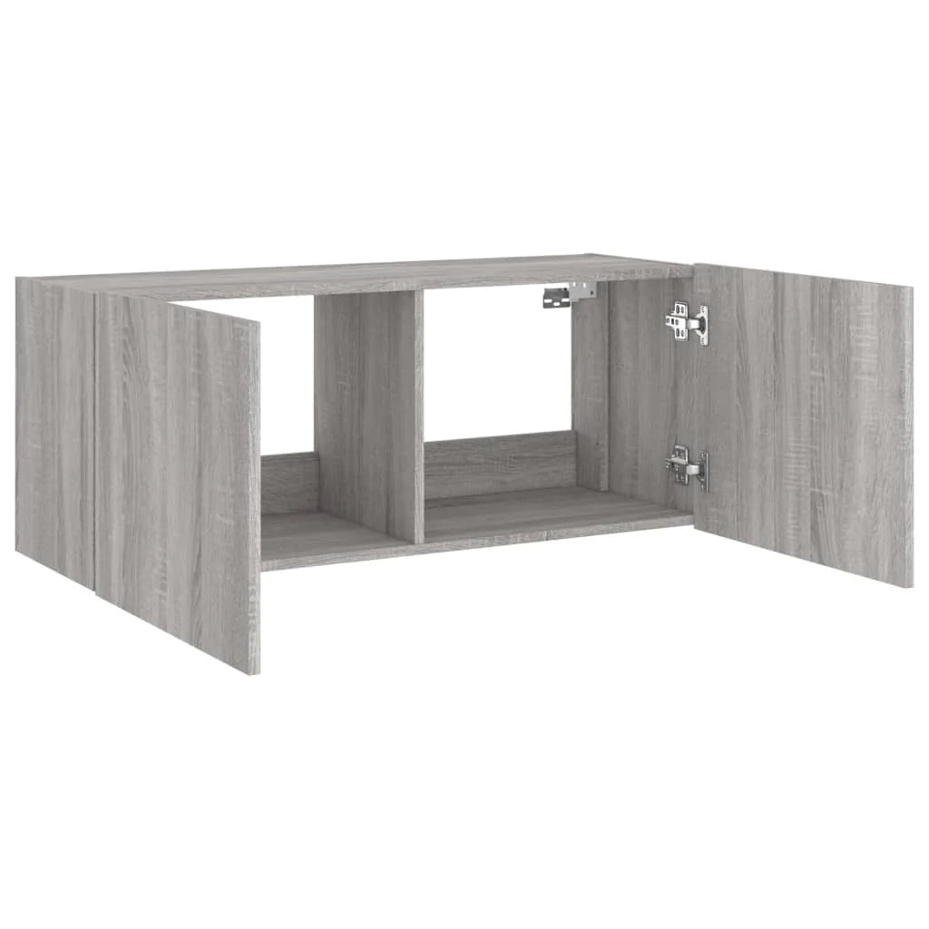 Mobile TV multimediale mensola TV credenza TV mobile TV da parete per sala da pranzo soggiorno camera da letto con luci LED Sonoma 100 x 35 x 41 cm grigio 02_0028038