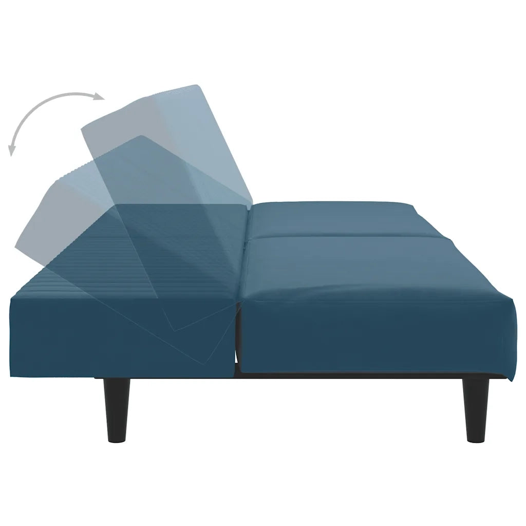 Divano Letto a 2 Posti Blu in Velluto 375925