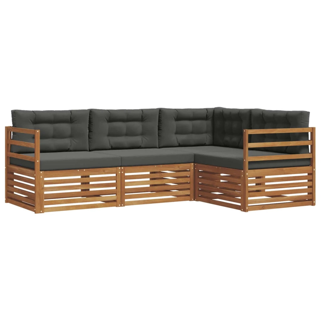 Set di divani da esterno con cuscino 4 pcs Naturale e Antracite