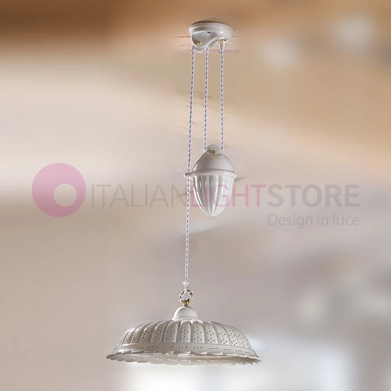 POMARANCE Saliscendi Ceramica Bianca d. 42 Rustica Country