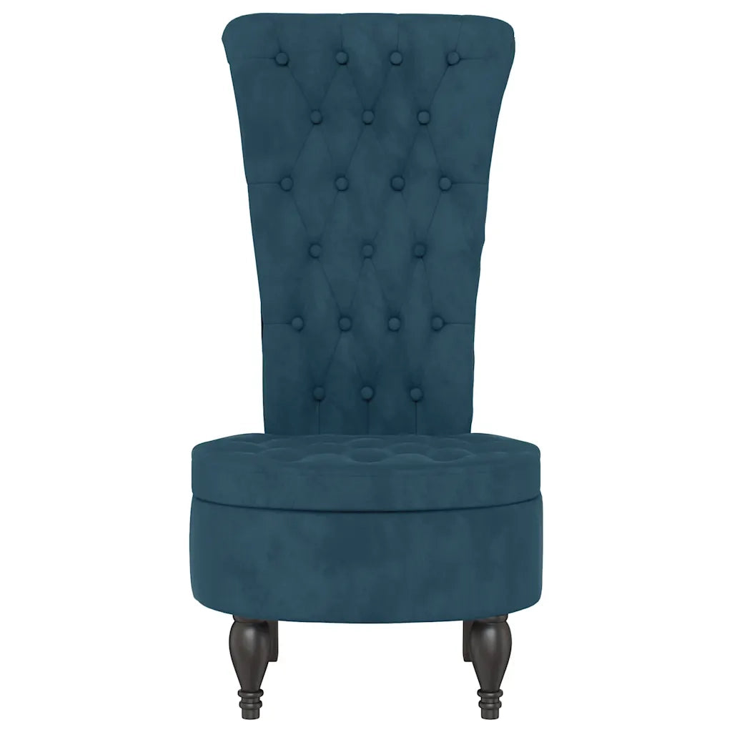 Poltrona | Sedia con Schienale Alto Design con Bottoni in Velluto Blu