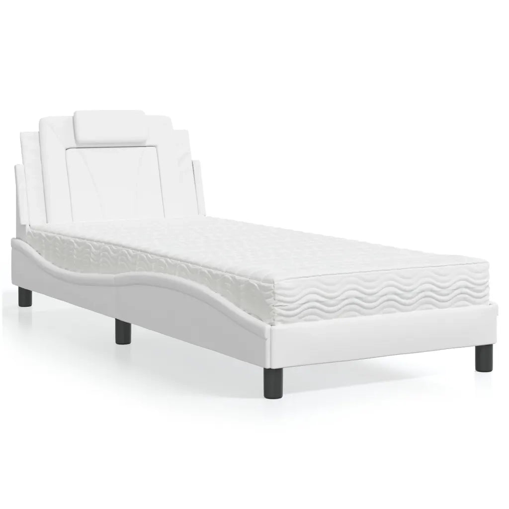 Letto Viana con Materasso Bianco 90x200 cm in Similpelle 3208769