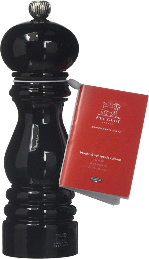 Mulino da sale manuale - Regolabile - Legno di faggio lucido nero 18cm - Parigi