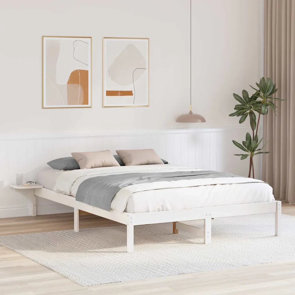 Struttura del letto Bianco 140 x 200 cm Pino massello 873188