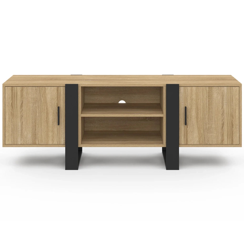 IDMarket - 140 cm PHOENIX Porta TV a 2 ante in legno e nero