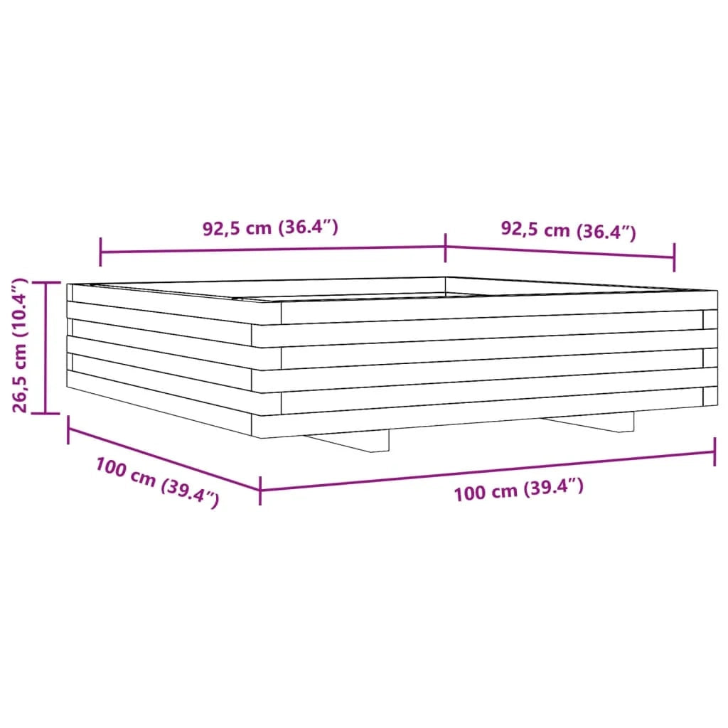 Fioriera rialzata per piante e fiori terrazza giardino 100 x 100 x 26,5 cm legno di pino massiccio bianco 02_0037255