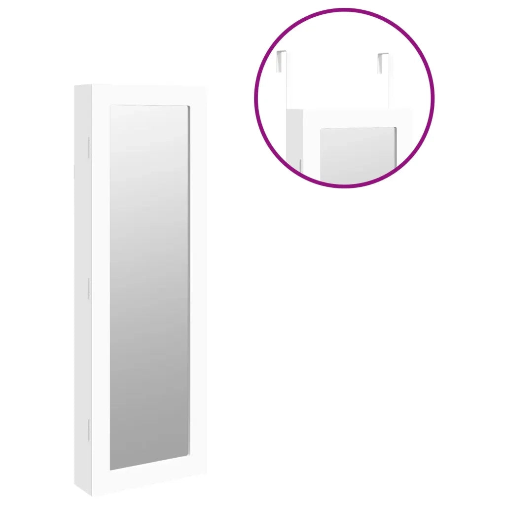 Armadio Portagioie con Specchio a Muro Bianco 30x8,5x90 cm CFW1445781