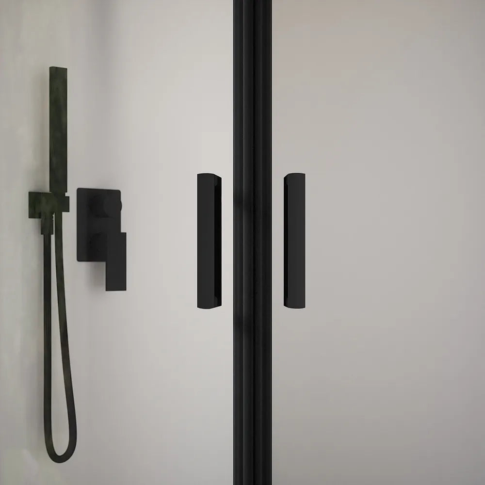 Box doccia semicircolare 80x100 cm profili nero opaco vetro 6mm trasparente h185 | Tonga
