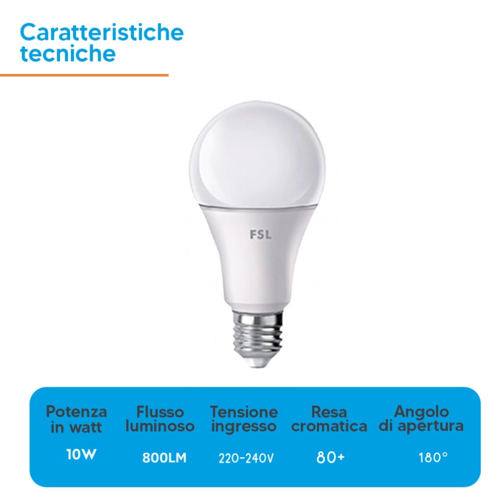Fsl lampadina smart led e27 rgb+cct dimmerabile 10w compatibile wifi app