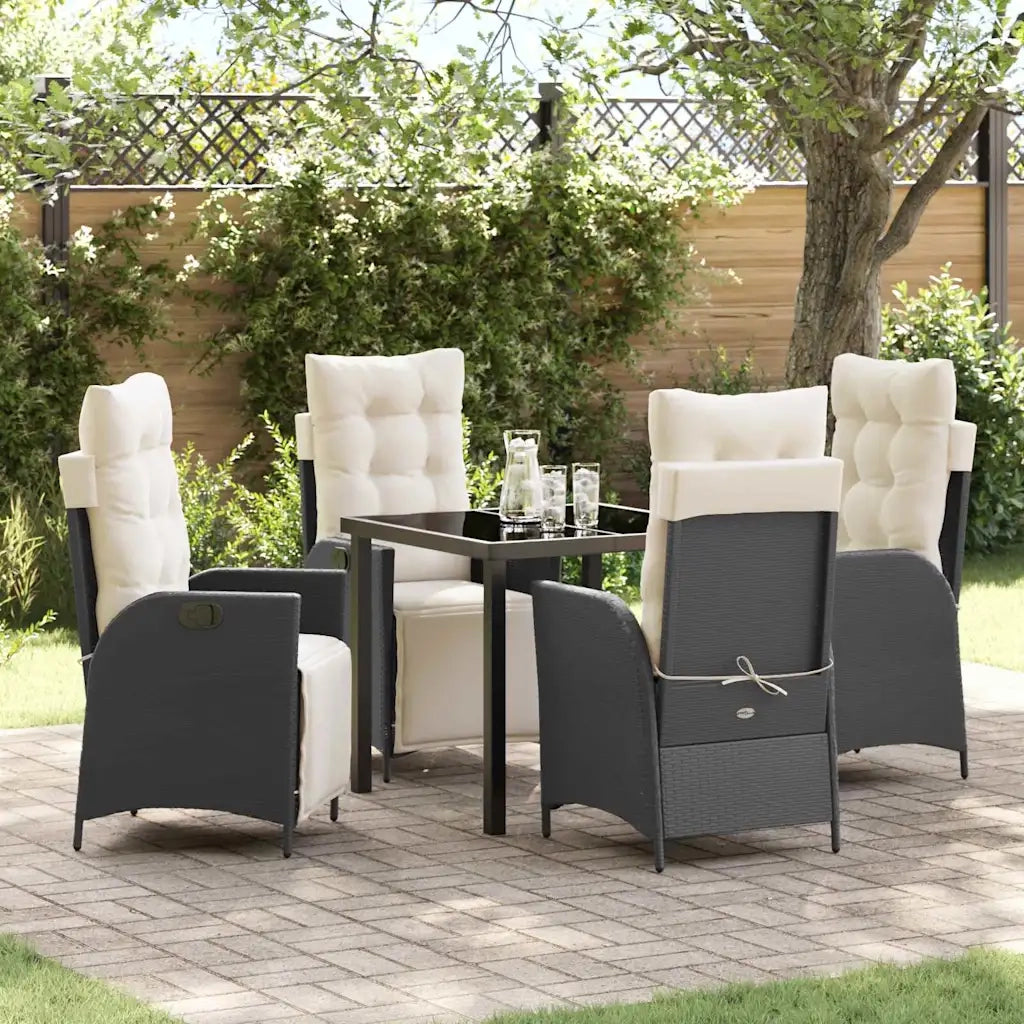 Set da Pranzo per Giardino con cuscino 5 pcs Nero polyrattan 3380527