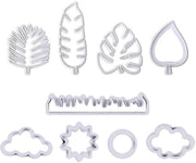 Set di Uscite a forma di Foglie Tropicali/Nuvole - 4/5 pezzi - Plastica - Sostenibile - Progetti Creativi - Dimensioni 71x60mm/23x131mm - Uscite a forma di Biscotti