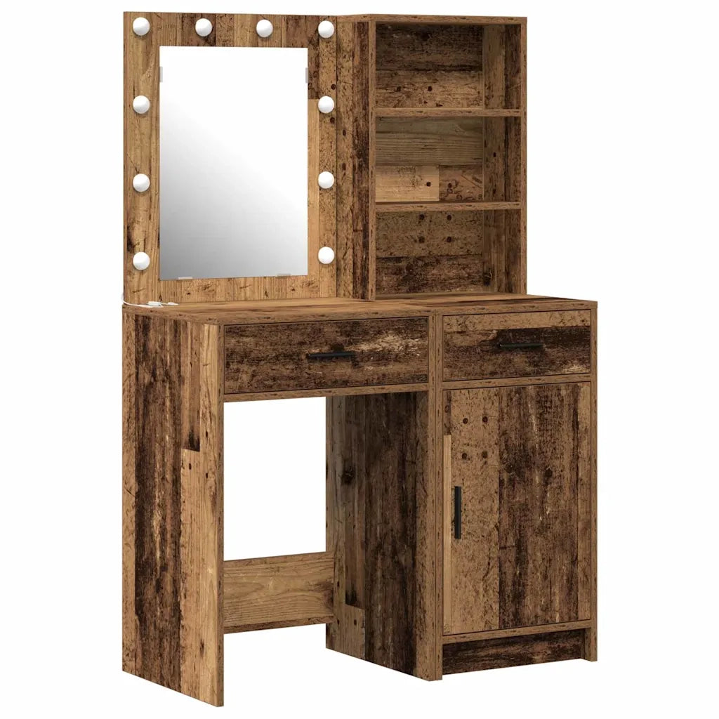 Set da tavolo da trucco con LED con porta 2 pcs Legno vecchio 3334279