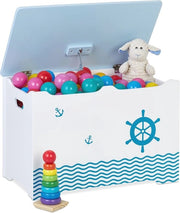 Cassetto di Giocattoli con Design Navale - Cassettone per Bambini - Dimensioni: 40 x 60 x 34 cm - Bianco/Azzurro