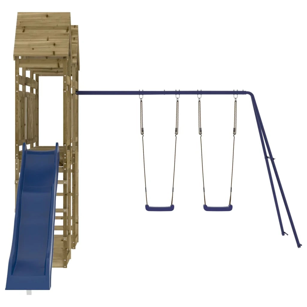 Altalene per parco giochi all'aperto scivolo altalene robuste giochi da giardino 315 x 558 x 264 cm legno di pino impregnato 02_0004701