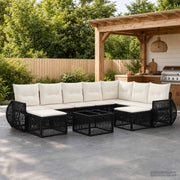 Set Divano da Giardino 10 pz Nero polyrattan 3435607
