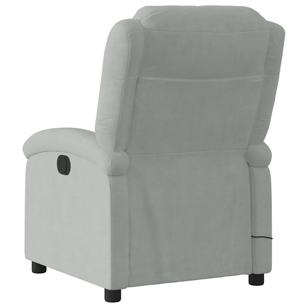 Poltrona Elettrica Massaggi Reclinabile Grigio Chiaro Velluto 3204289