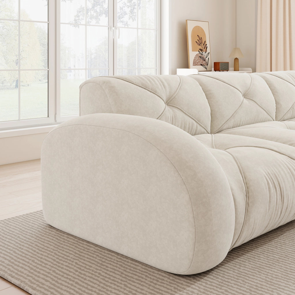 Divano modulare senza struttura in schiuma 32D; ciniglia beige chiaro