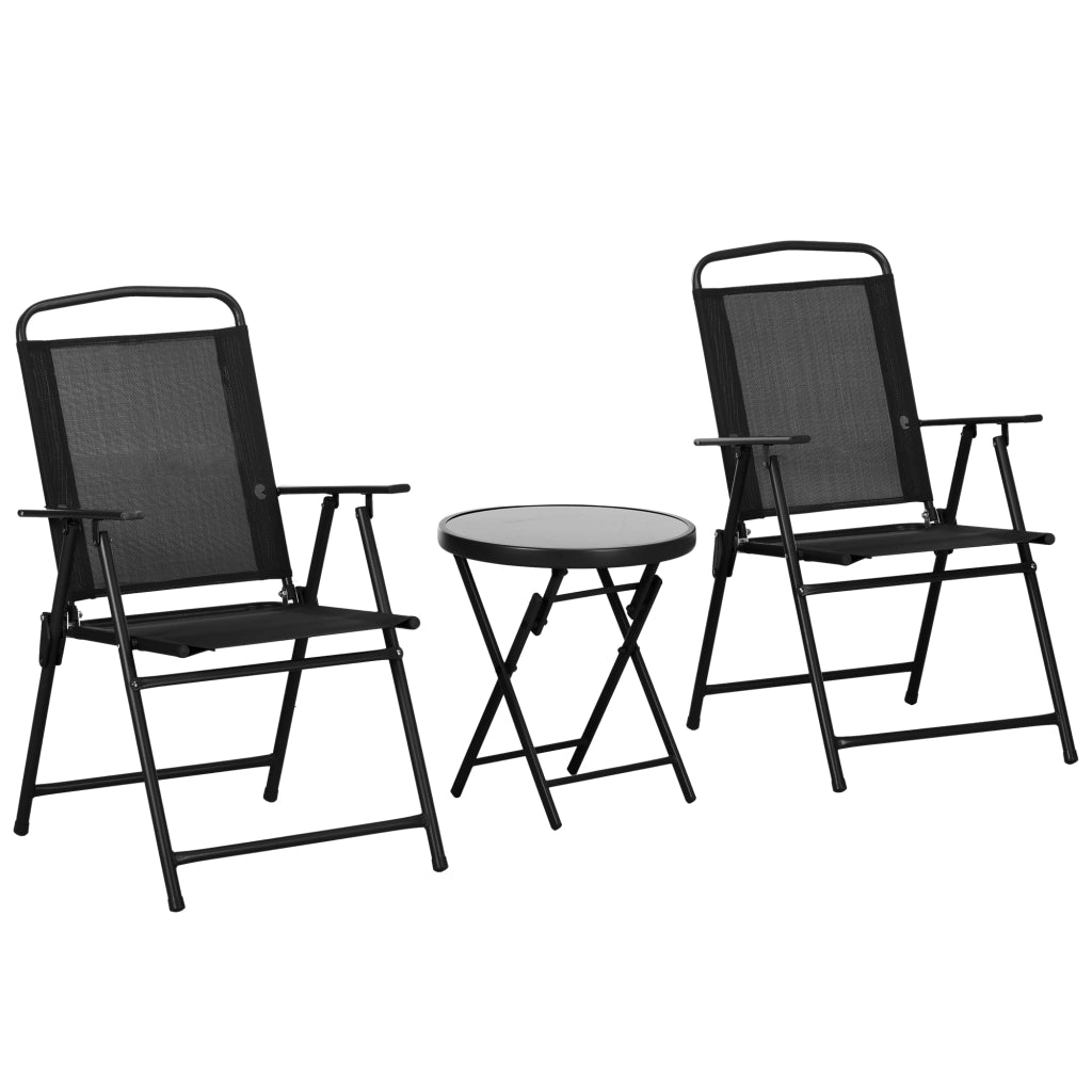 Set da Giardino 3 Pezzi con 2 Sedie 53.5x64x93 cm e Tavolino da Caff¨¨ ?45x50 cm, in Metallo, Nero