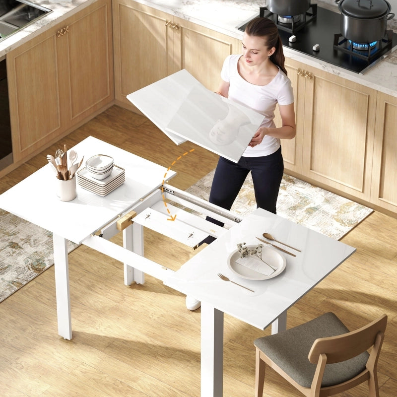 Tavolo da pranzo - estraibile 120-160x70 cm - per 4-6 persone - MDF - bianco lucido - regolabile