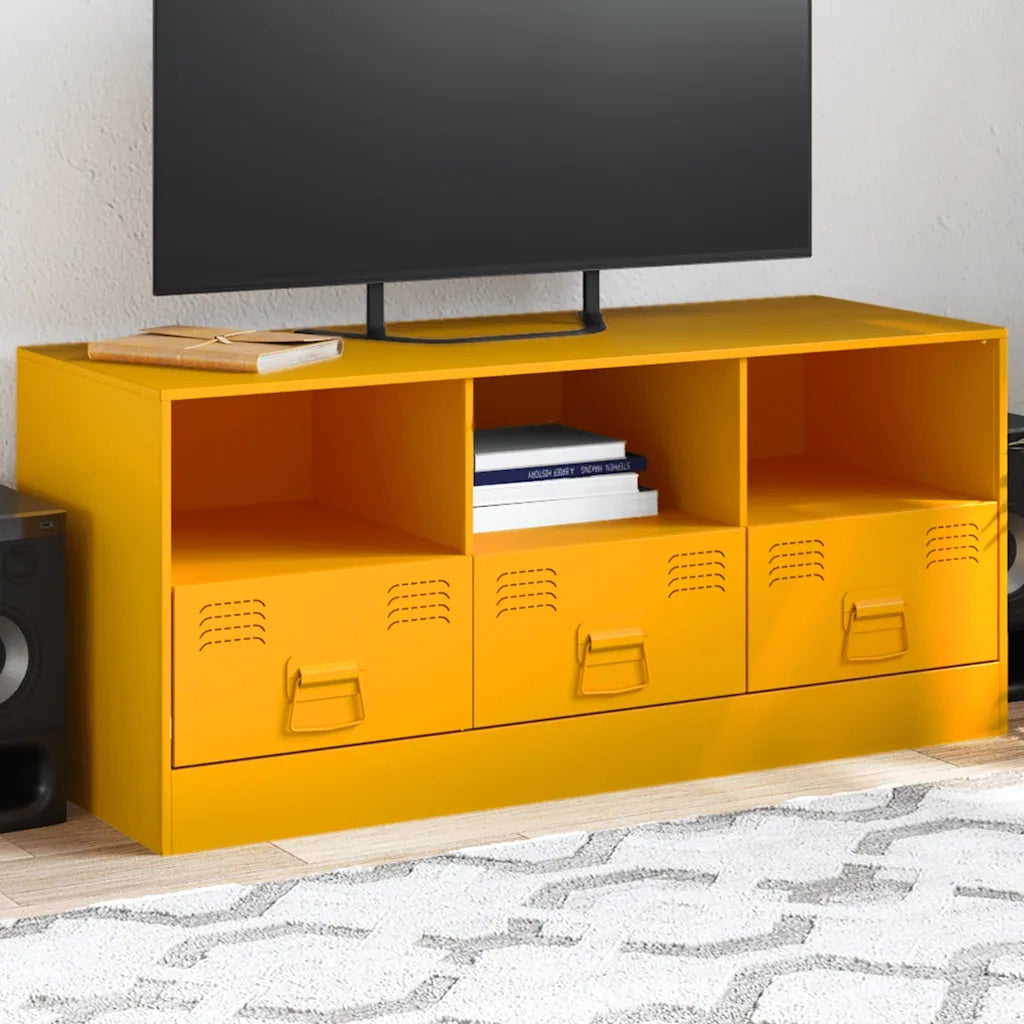Mobile Porta TV-Mobile per TV-Credenza TV Giallo Senape 99x39x44 cm in Acciaio 982851
