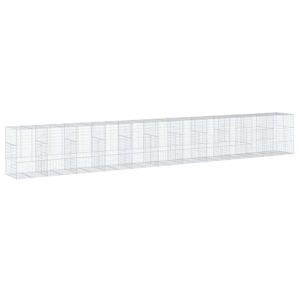 Gabbione recinto a gabbia muro di contenimento con coperchio 1100 x 100 x 150 cm ferro zincato argento 02_0040122