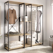 Armadio Camera da Letto Cotton, Guardaroba Grande 3 Ripiani, 40x167h cm Marrone Rovere