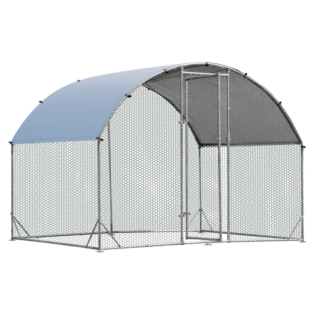 Pollaio per galline con copertura tetto a volta, Gabbia per galline in metallo da esterno 280x190x195cm-Altri animali