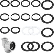 Afdichting per immersione per lavandino, 6 afdichtini piani, 6 afdichtini piani alternativi, 40 mm, per sifone 40 mm (nero)