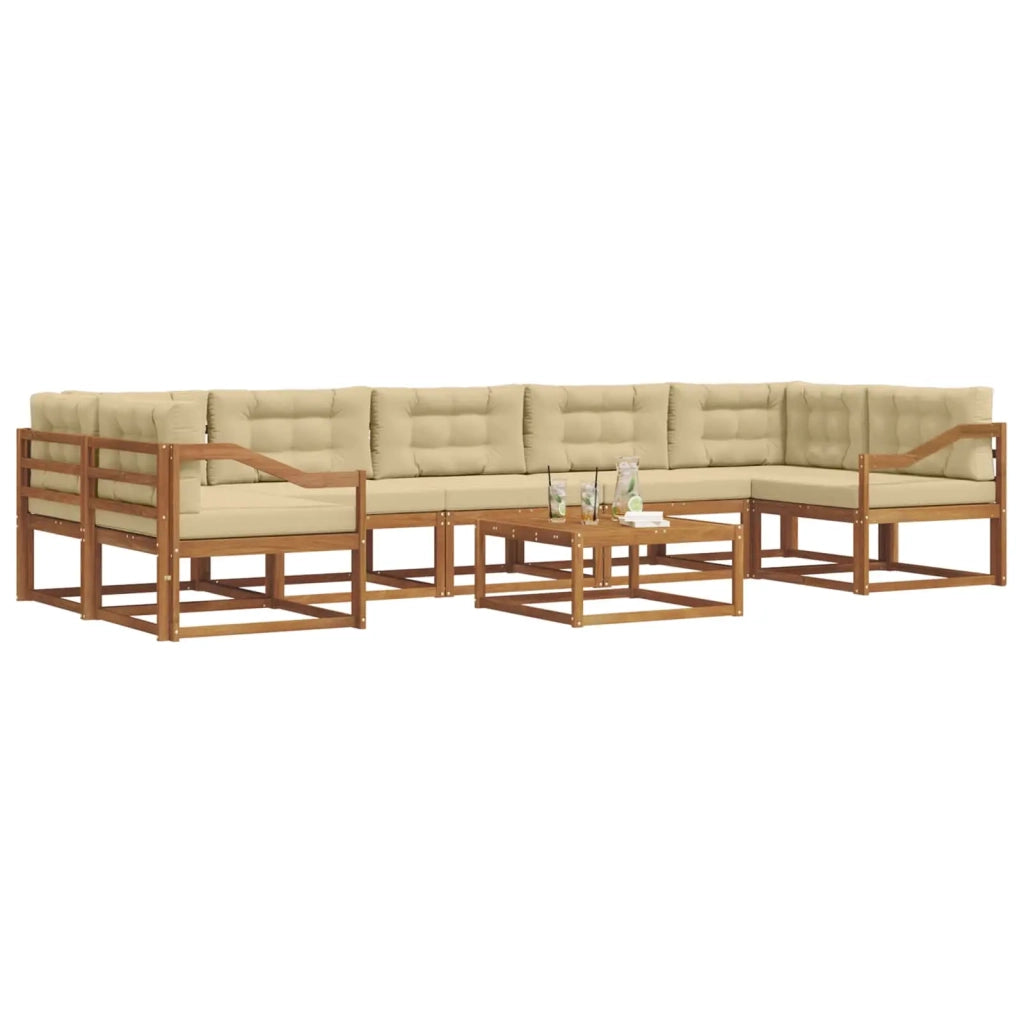 Set di divani da esterno con cuscino 8 pcs Naturale e Beige
