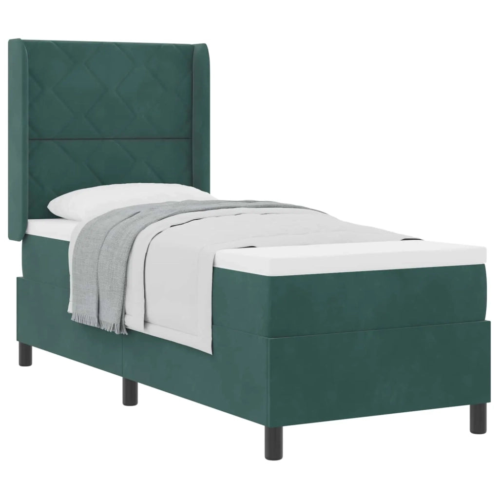 Letto a molle con materasso Verde Scuro 80 x 200 cm Velluto 3342035
