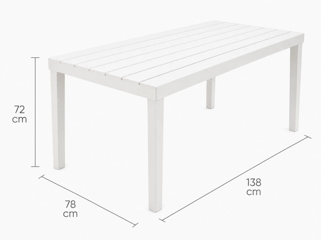 Tavolo Componibile Rettangolare Sumatra Pro Garden Bianco Cm 138x80x72h