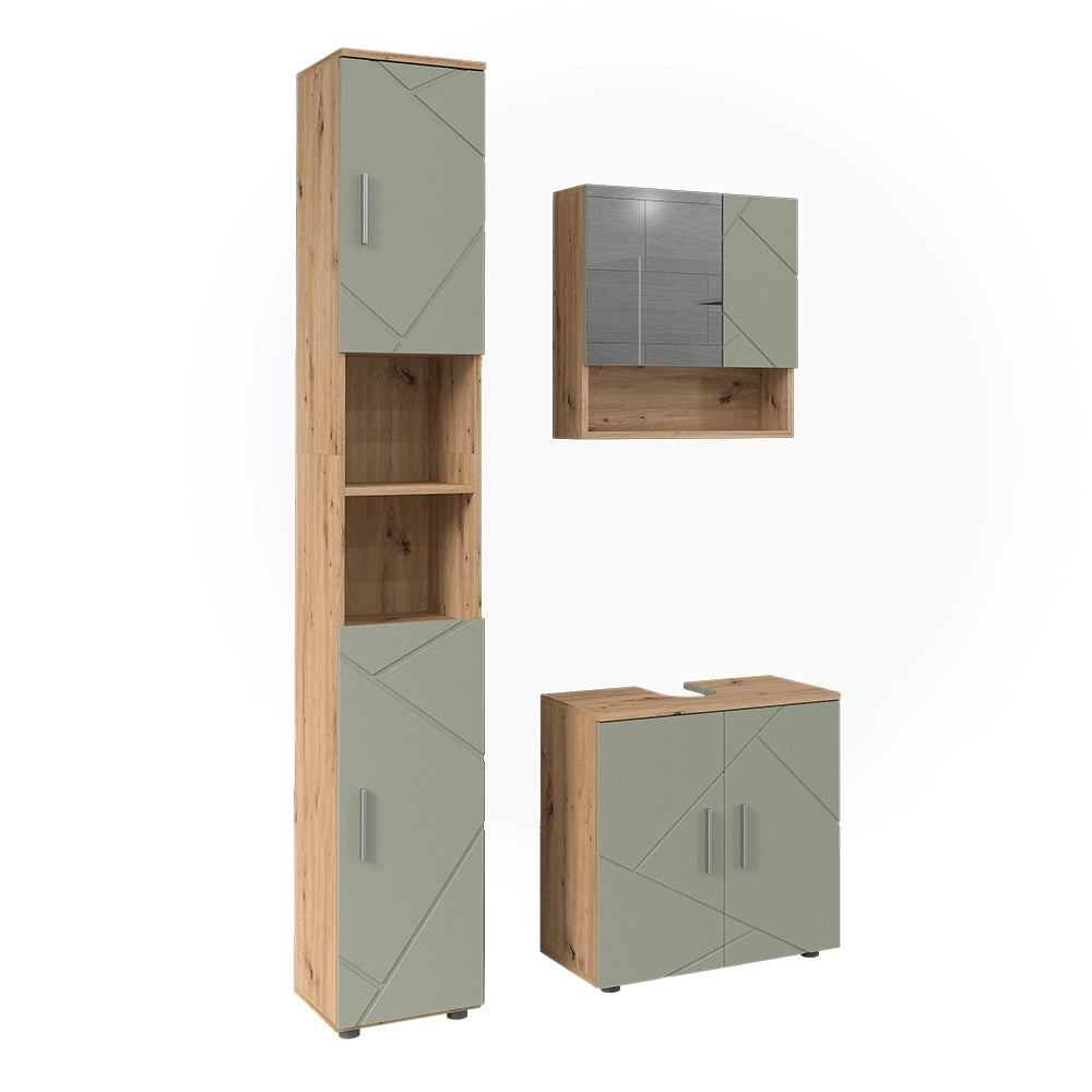 Vicco Set di mobili da bagno Verde salvia 3 parti