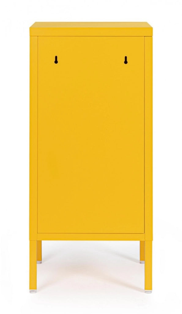 Comodino 1 Anta 40x35x76 cm Cambridge in Acciaio Giallo
