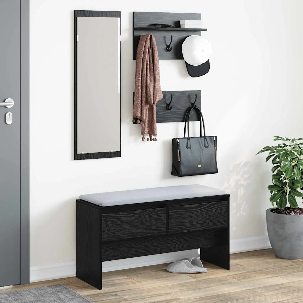 Set mobili da ingresso 4 pcs Rovere Nero Legno multistrato 871529