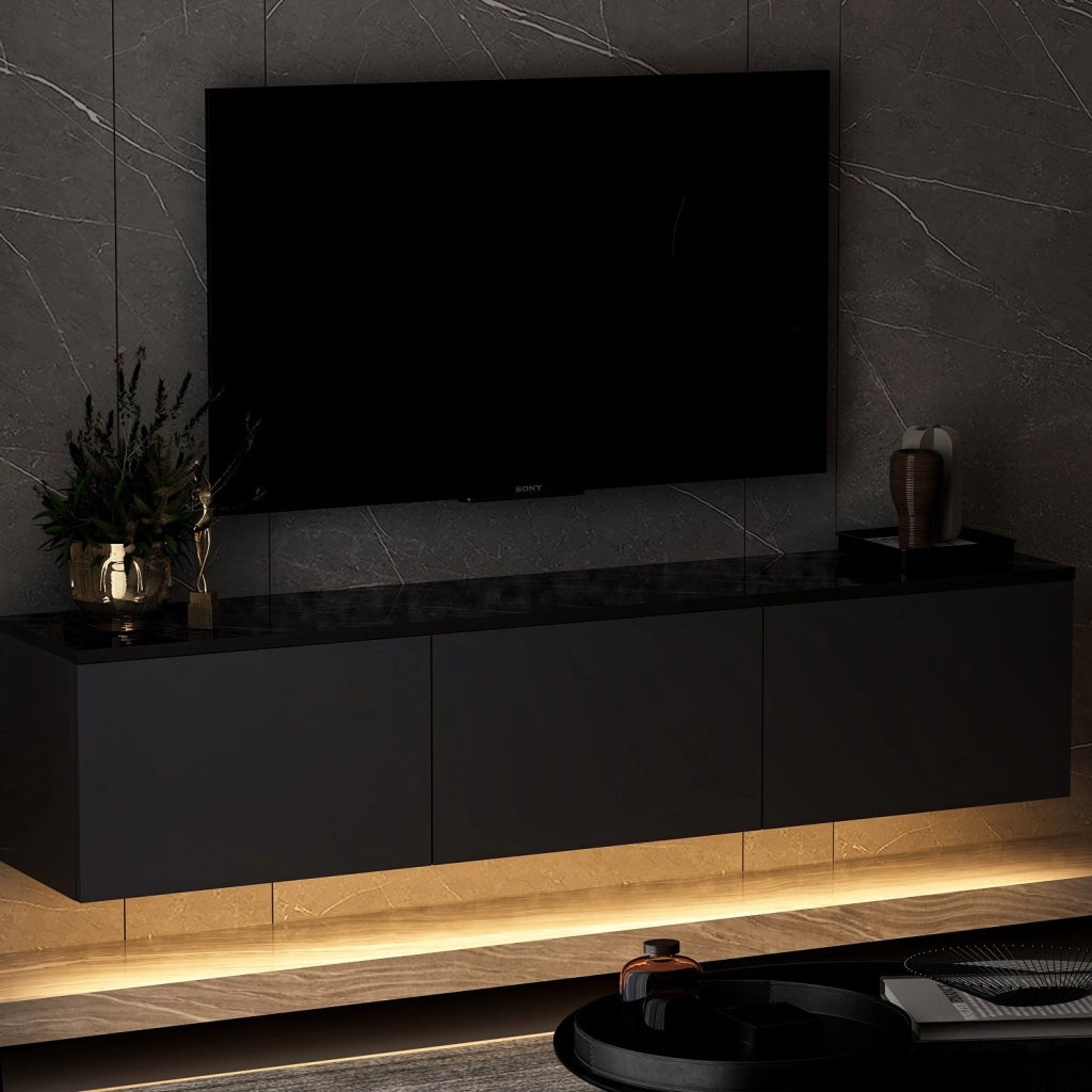 Porta TV in legno "Neon" - 160 x 32 x 35 cm - Antracite