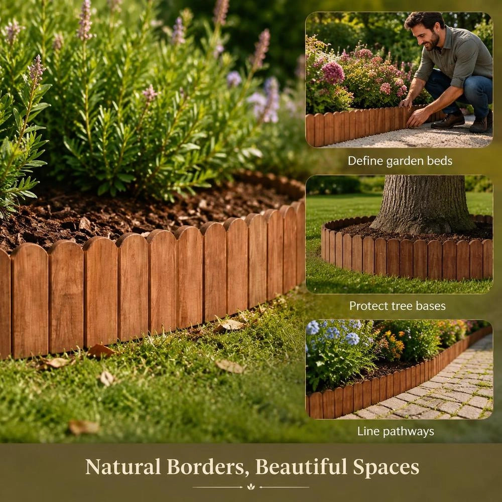 Brown Garden Edging, 120 Cm, Made Of Impregnated Pine Wood
