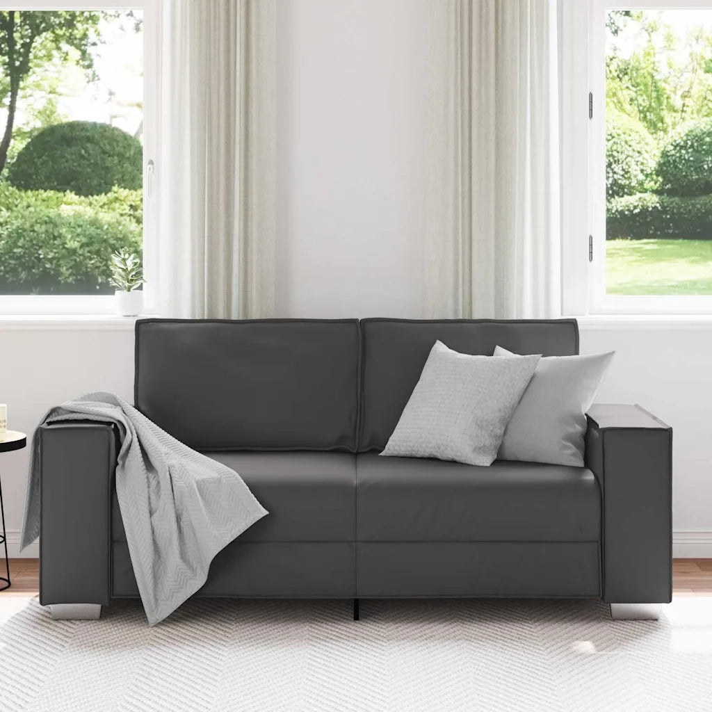 Divano a due posti Grigio 180 cm Pelle Sintetica 4105053