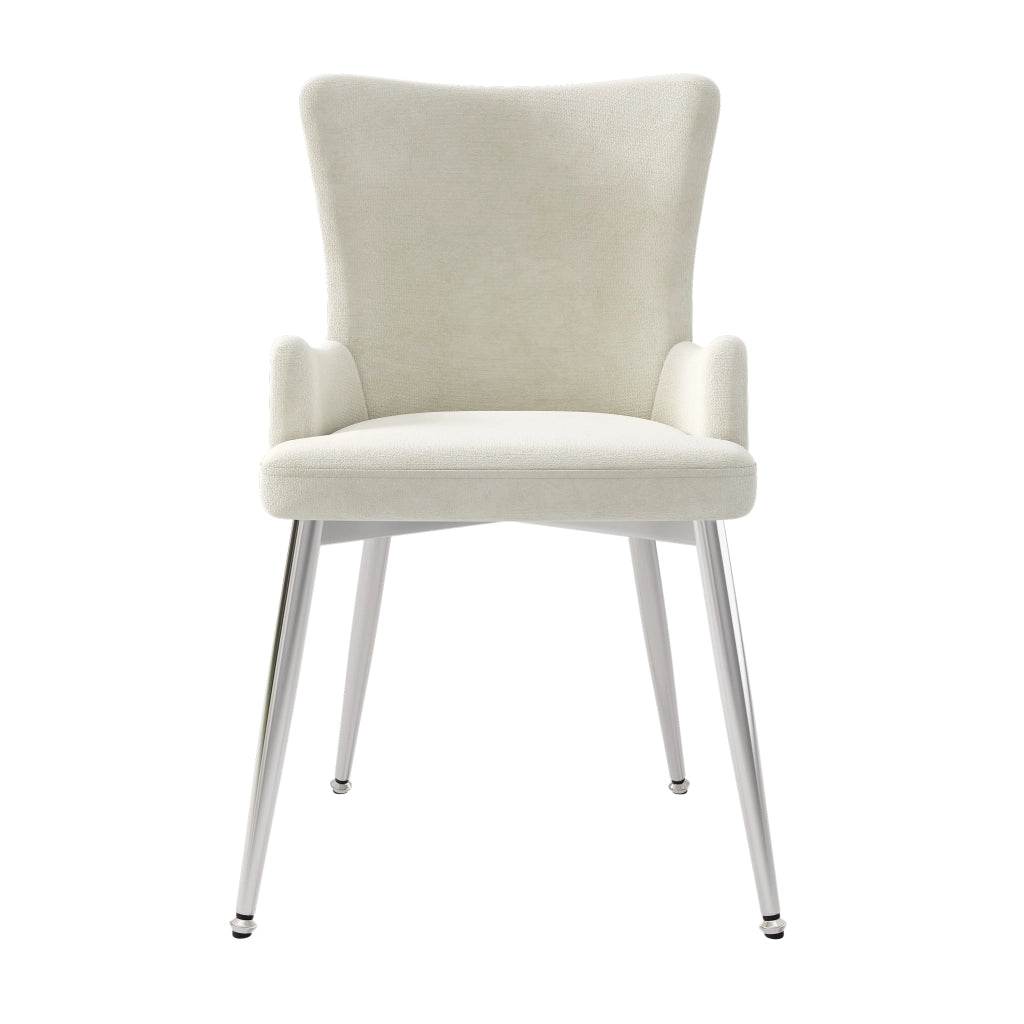 Chaise da pranzo in velluto set da 2 con gambe in metallo per soggiorno e camera da letto beige argento