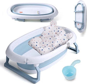 Bagnetto per bambini pieghevole, set di bagnetto incluso, palline per bambini, recipiente per pettinare i capelli dei bambini, bagnetto per bambini pieghevole, 80 x 49 x 25 cm... colore blu.